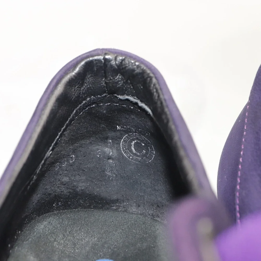 Wolky Womens Faith Oxford Pump Size 39 8 Purple Leather Wedge Lace Up Shoe Boho